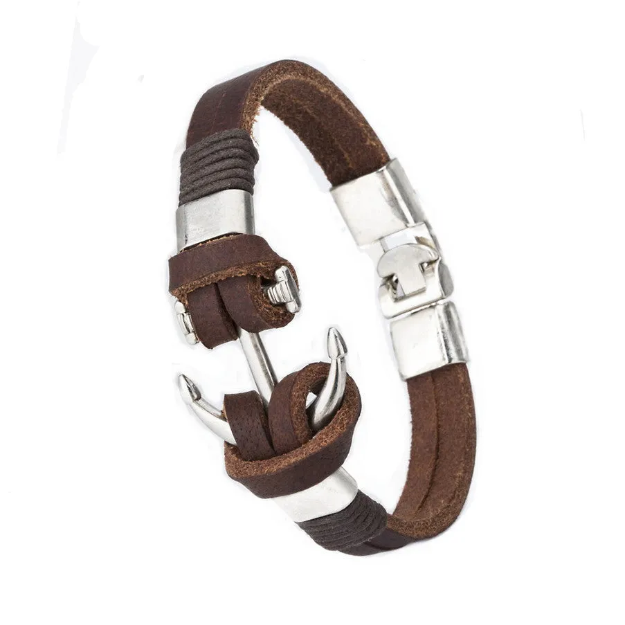 Trendy anchor bracelet Man Bracelets Fashion Jewelry 21.5cm Leather Bracelet Men Anchor Bracelets For Women Best Gift