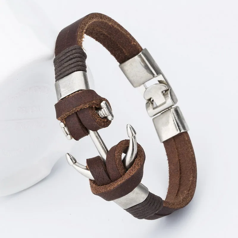 Trendy anchor bracelet Man Bracelets Fashion Jewelry 21.5cm Leather Bracelet Men Anchor Bracelets For Women Best Gift