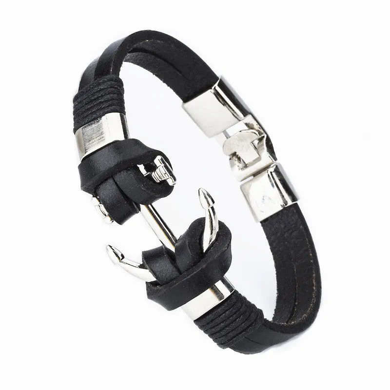 Trendy anchor bracelet Man Bracelets Fashion Jewelry 21.5cm Leather Bracelet Men Anchor Bracelets For Women Best Gift