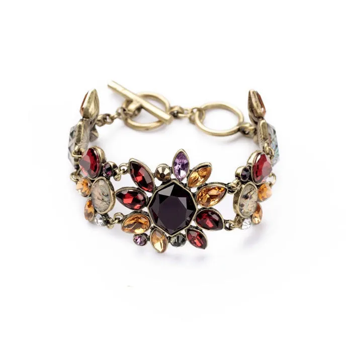 Trendy Antique Gold Plated Rhinestone Statement Bracelet Jewelry Fashion Charm Bracelets Bangles for Women