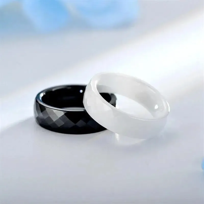 Trendy Black & White Color Cutting Ceramics Rings Jewelry Classic Wedding Engagement Rings For Women Jewelry Gifts