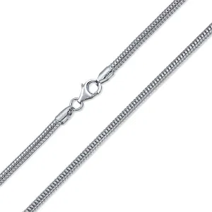 Unisex 3MM Sterling Silver Snake Chain Necklace 8-Sided Made in Italy