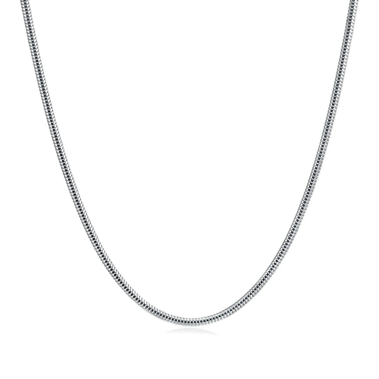 Unisex 3MM Sterling Silver Snake Chain Necklace 8-Sided Made in Italy