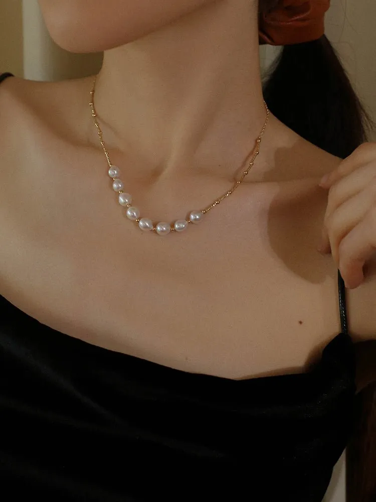 Vintage Baroque Pearl Choker Necklace