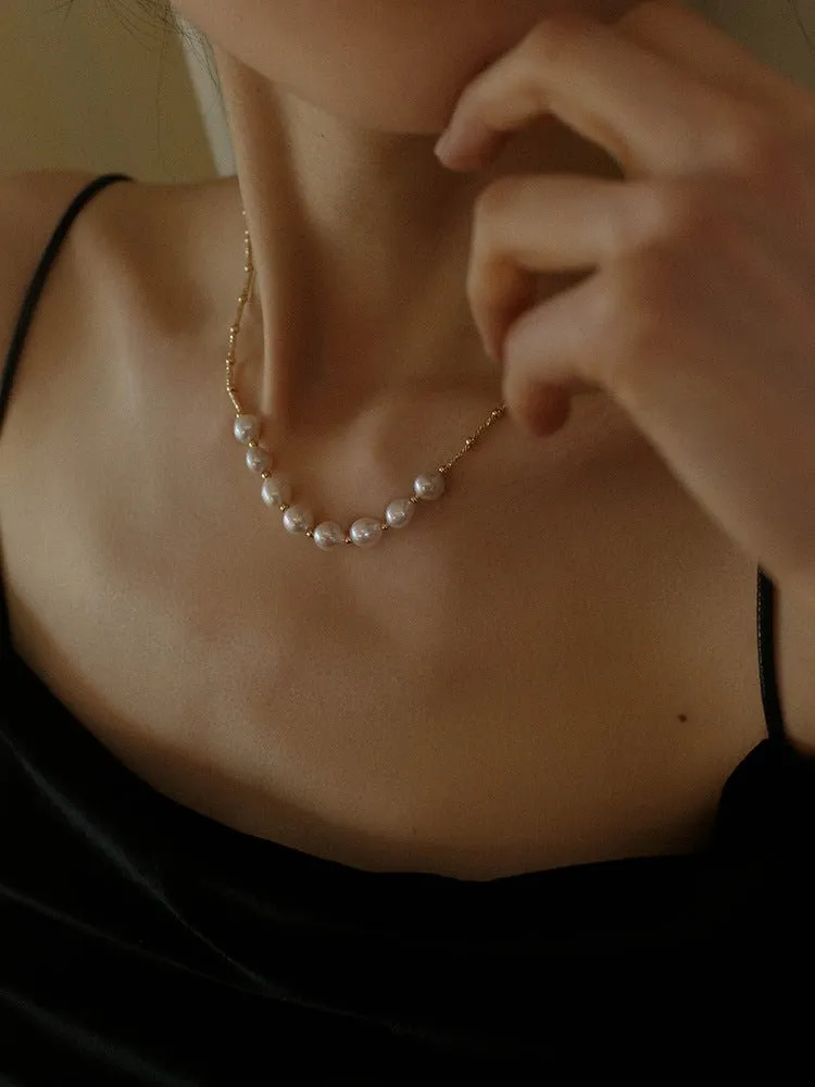 Vintage Baroque Pearl Choker Necklace