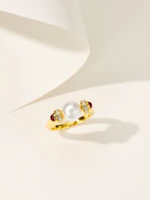 Vintage Luxe Retro Pearl Ring