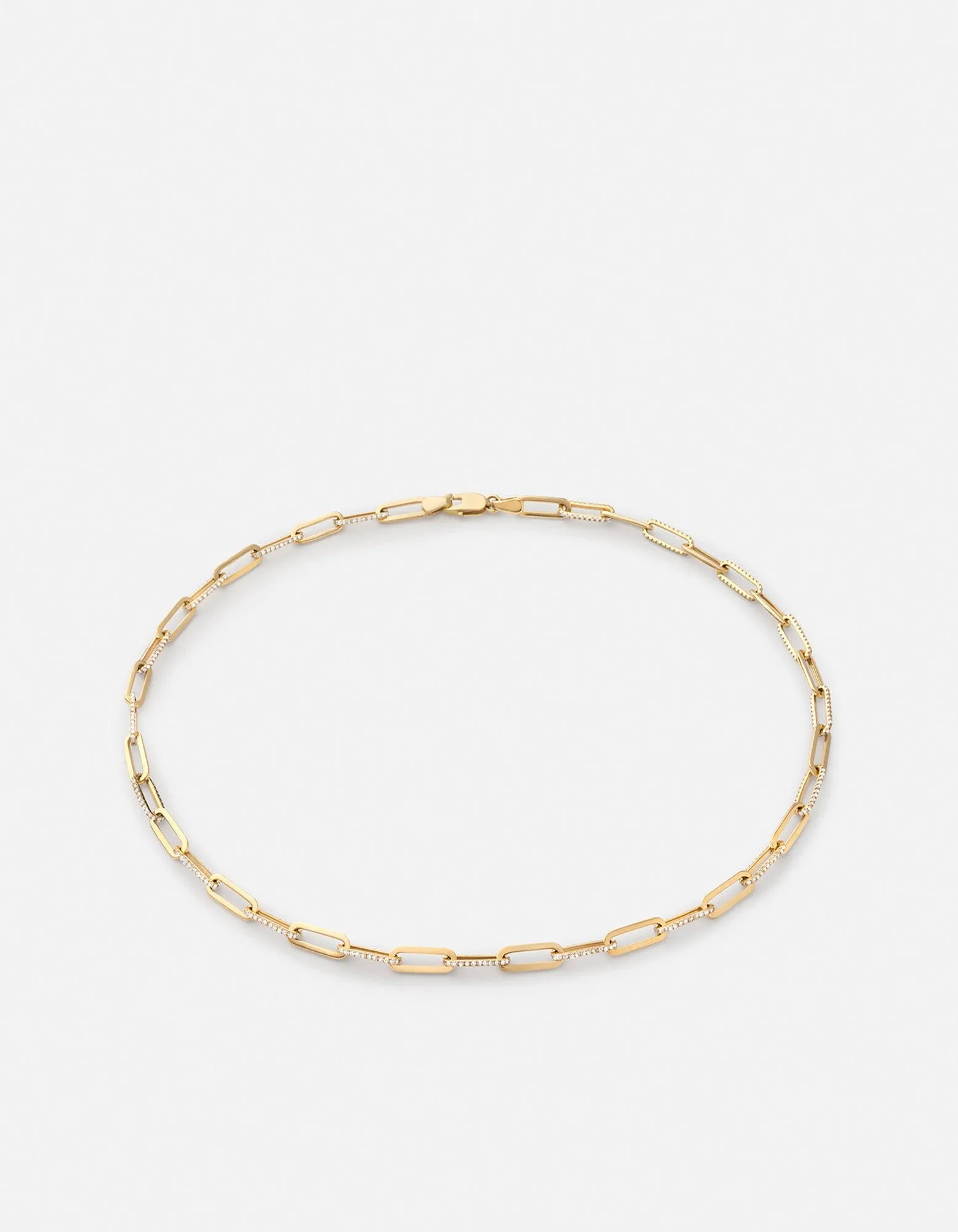 Volt Link Choker, 14k Gold Pavé