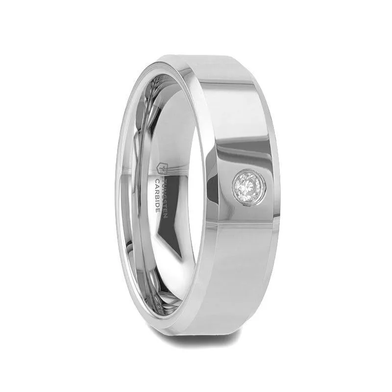 WATERFORD Beveled Diamond Tungsten Wedding Band - 6mm & 8mm