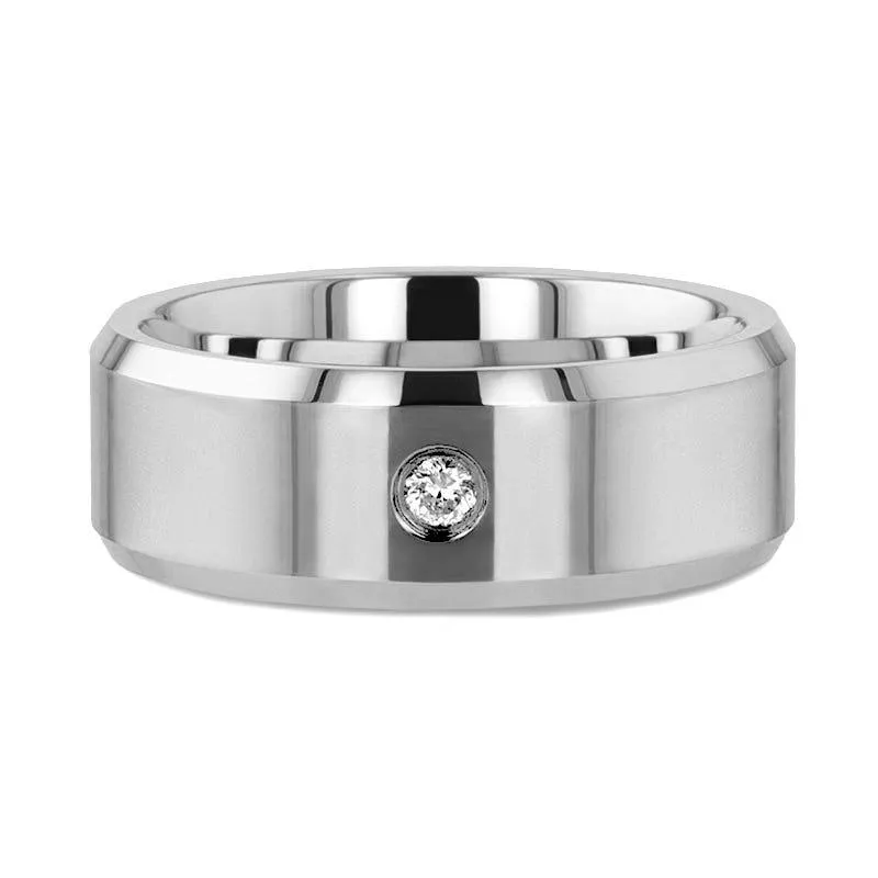 WATERFORD Beveled Diamond Tungsten Wedding Band - 6mm & 8mm