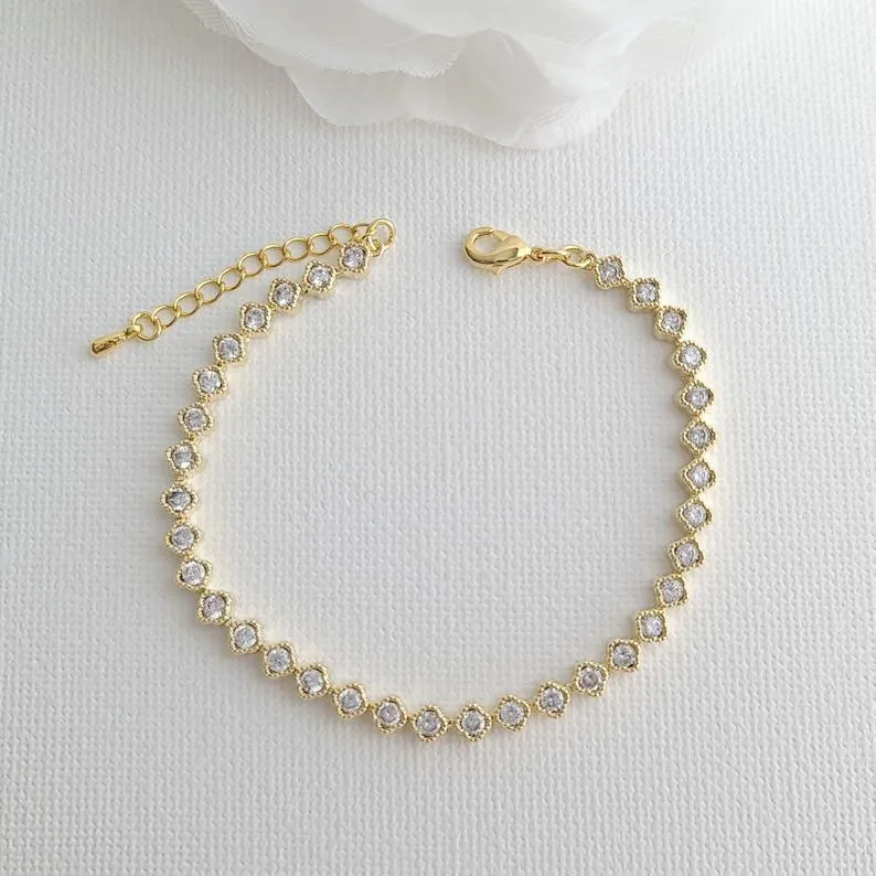 Wedding Tennis Bracelet in Rose Gold & CZ - Lisa