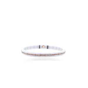 White Ceramic & Brown Diamonds Bangle