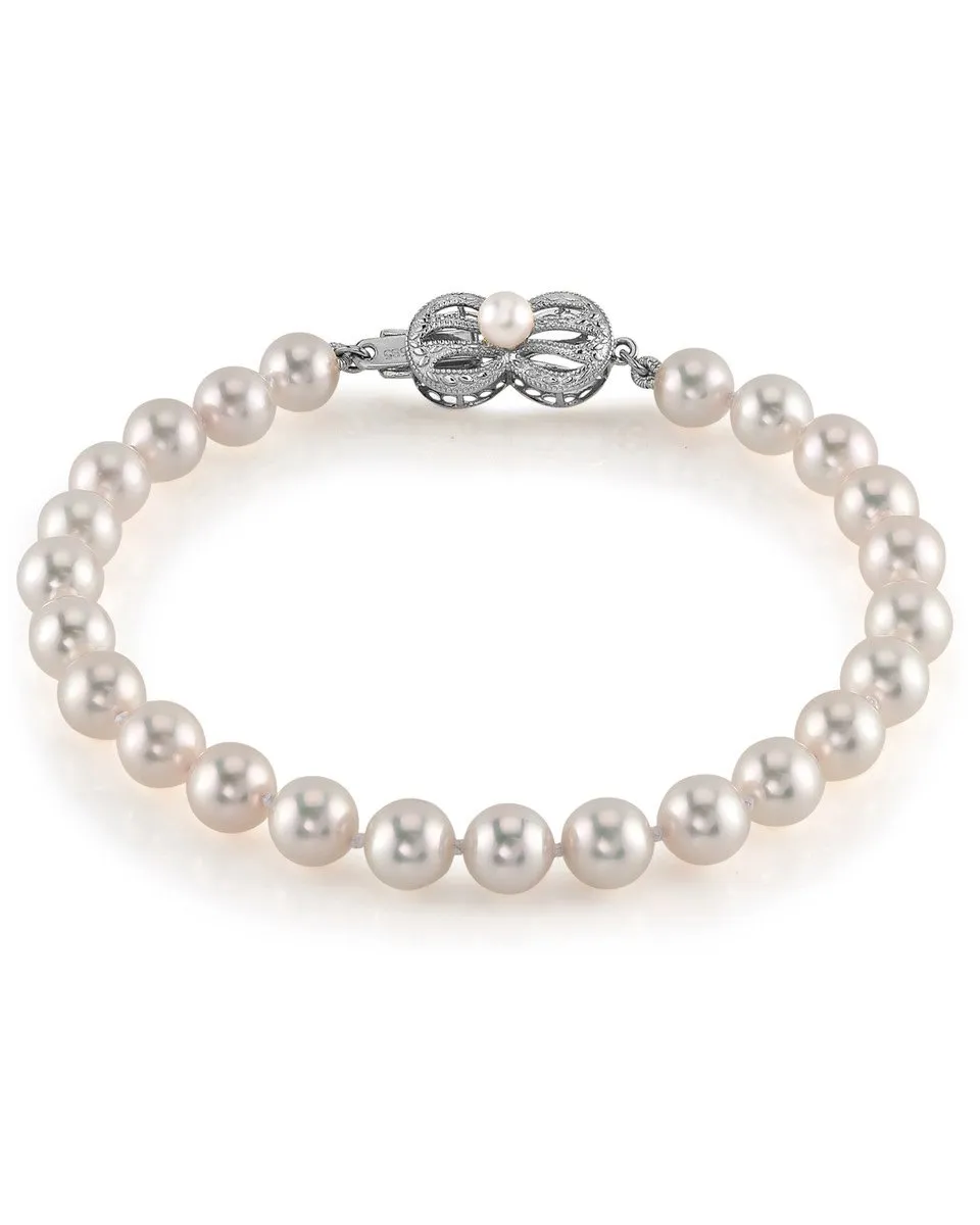 White Japanese Hanadama Akoya Pearl Bracelet, 6.5-7.0mm