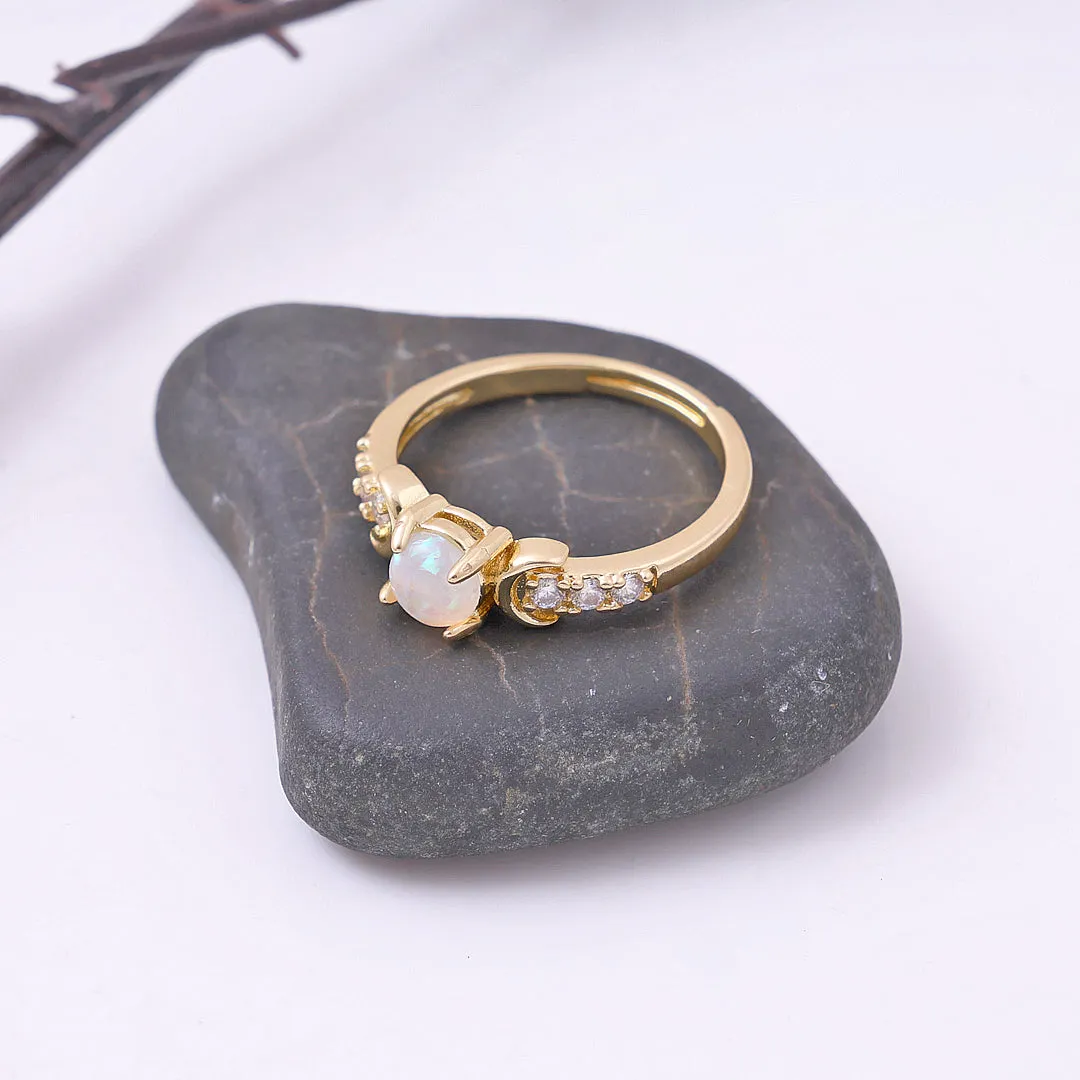 White Opal Ring - Gold