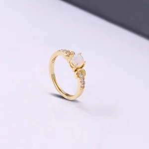 White Opal Ring - Gold