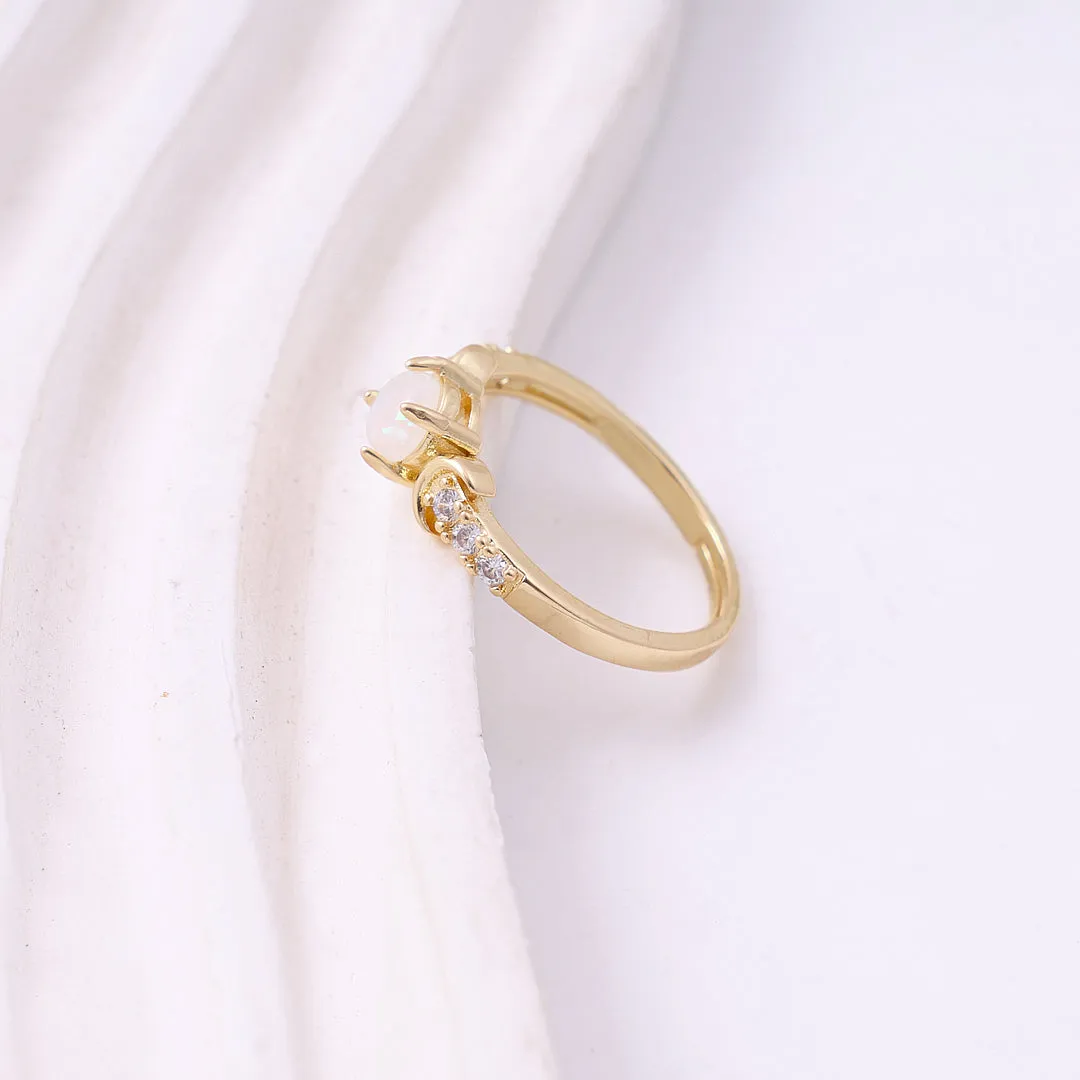 White Opal Ring - Gold