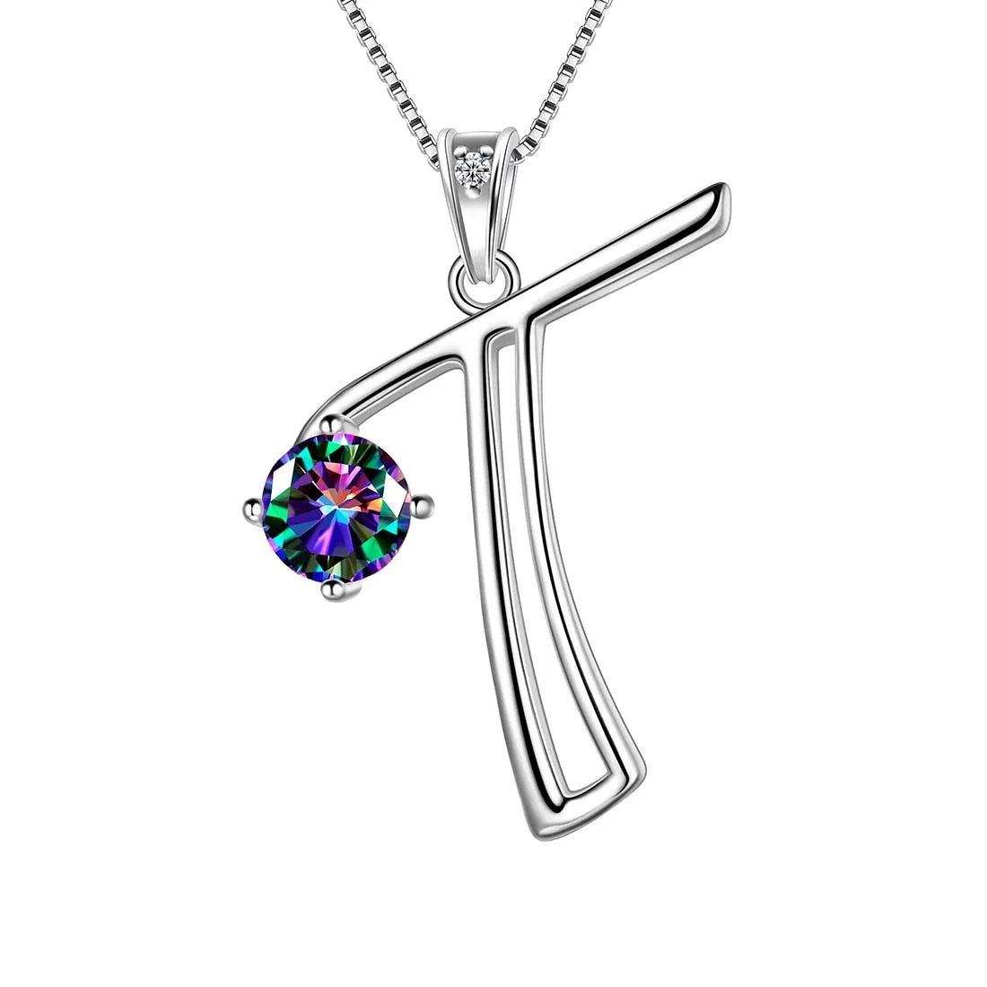 Women Initial T Letter Pendant Necklace Girl Name Jewelry Gift 925 Sterling Silver