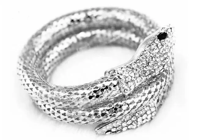 Women's Fashion Snake Bangle Special Realistic Simulated Rhinestone Decoration Female Accessory