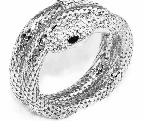 Women's Fashion Snake Bangle Special Realistic Simulated Rhinestone Decoration Female Accessory