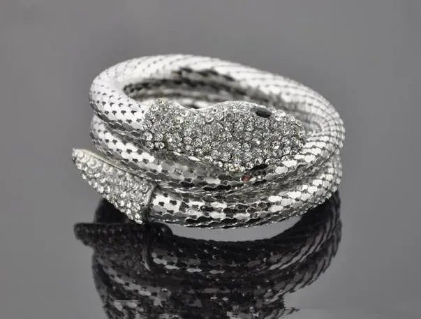 Women's Fashion Snake Bangle Special Realistic Simulated Rhinestone Decoration Female Accessory