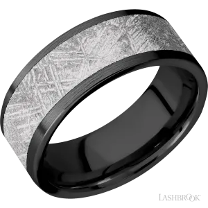 Zirconium with Satin Finish and Meteorite Inlay - 8 MM